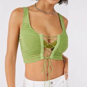 Urban Outfitters Light Green Lace-Up Top